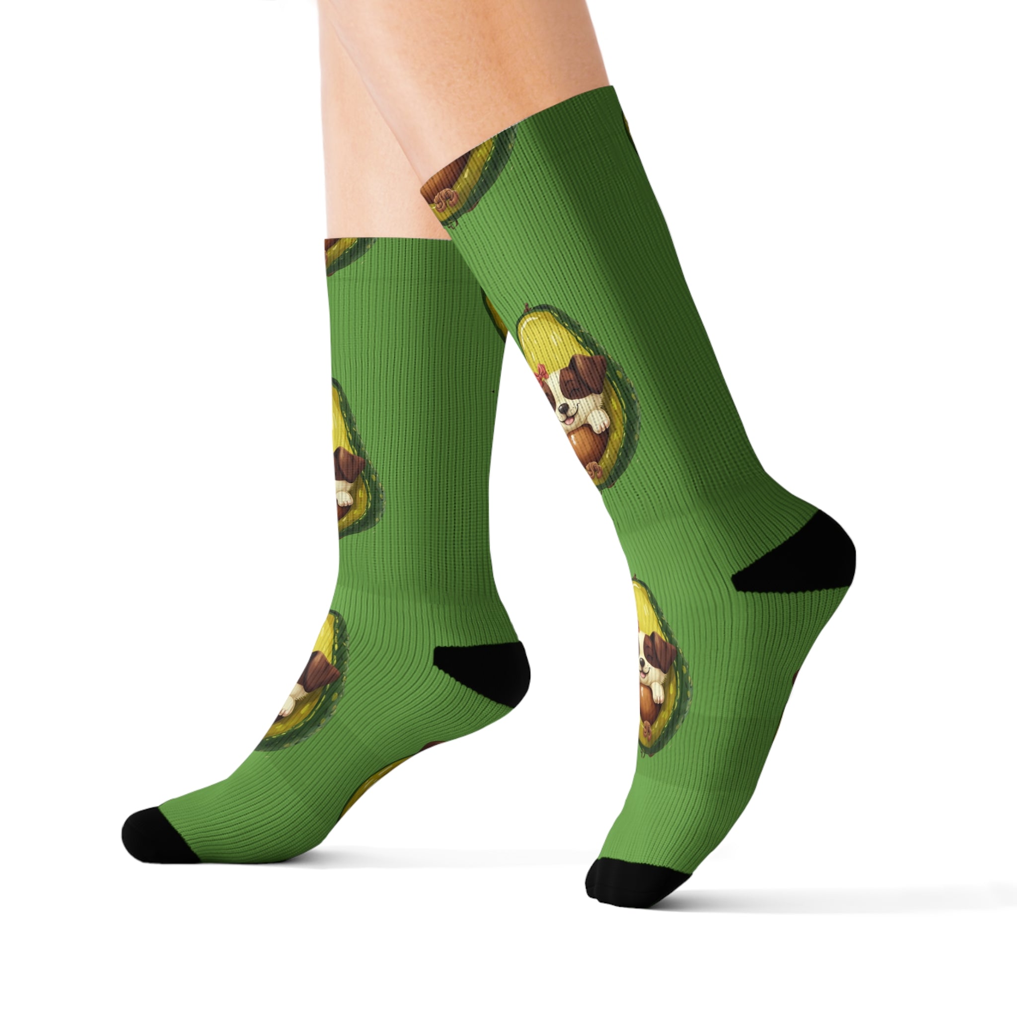 Avocado Dog Sublimation Socks | Fun Gift for  Quirky Fashion Statement, Comfy Home Wear, Unique Birthday Present, Trendy Socks, Bedtime, PJ's