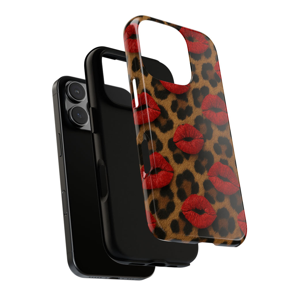 Leopard Kiss Phone Case, Trendy Tough Cases for iPhone, Fashionable Phone Accessory, Stylish Gift for Her, Birthday Present