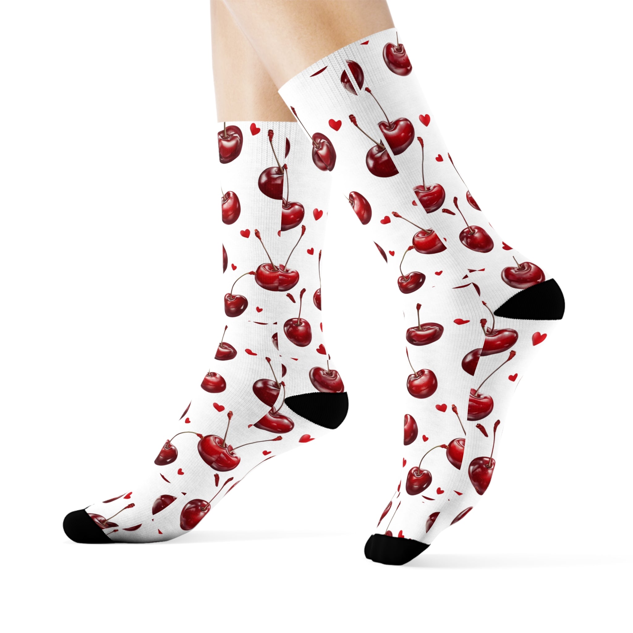 Sweet Cherry Crew Socks for Fun-Loving Souls, Cute Gift for Birthdays, Holidays, or Relaxing Days