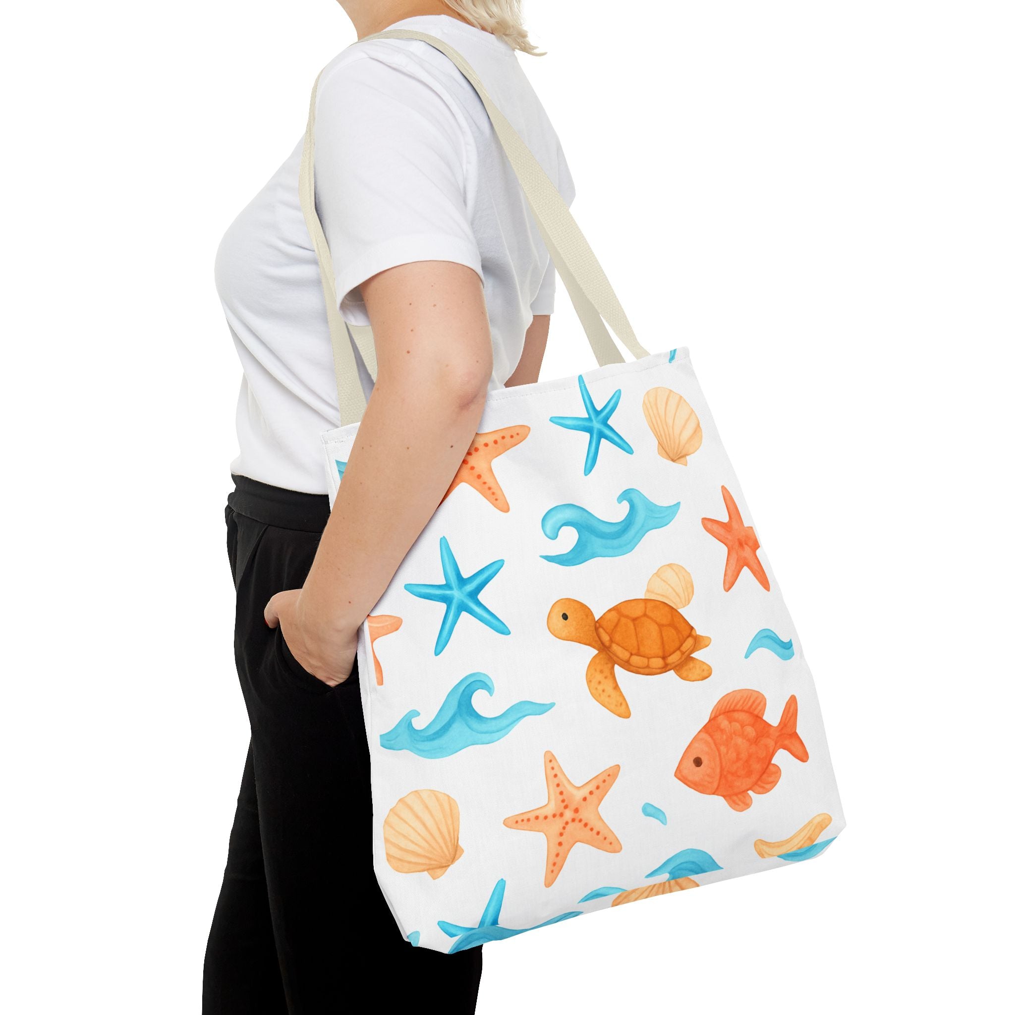 Ocean-Themed Tote Bag - Cute Beach Bag, Summer Accessories, Gift for Ocean Lovers, Lightweight Carryall, Summer Shopping Bag