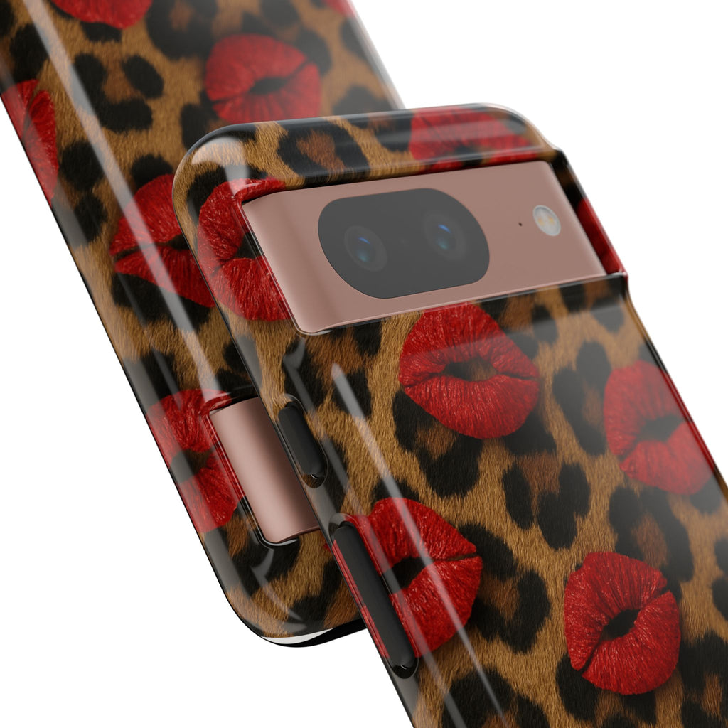 Leopard Kiss Phone Case, Trendy Tough Cases for iPhone, Fashionable Phone Accessory, Stylish Gift for Her, Birthday Present
