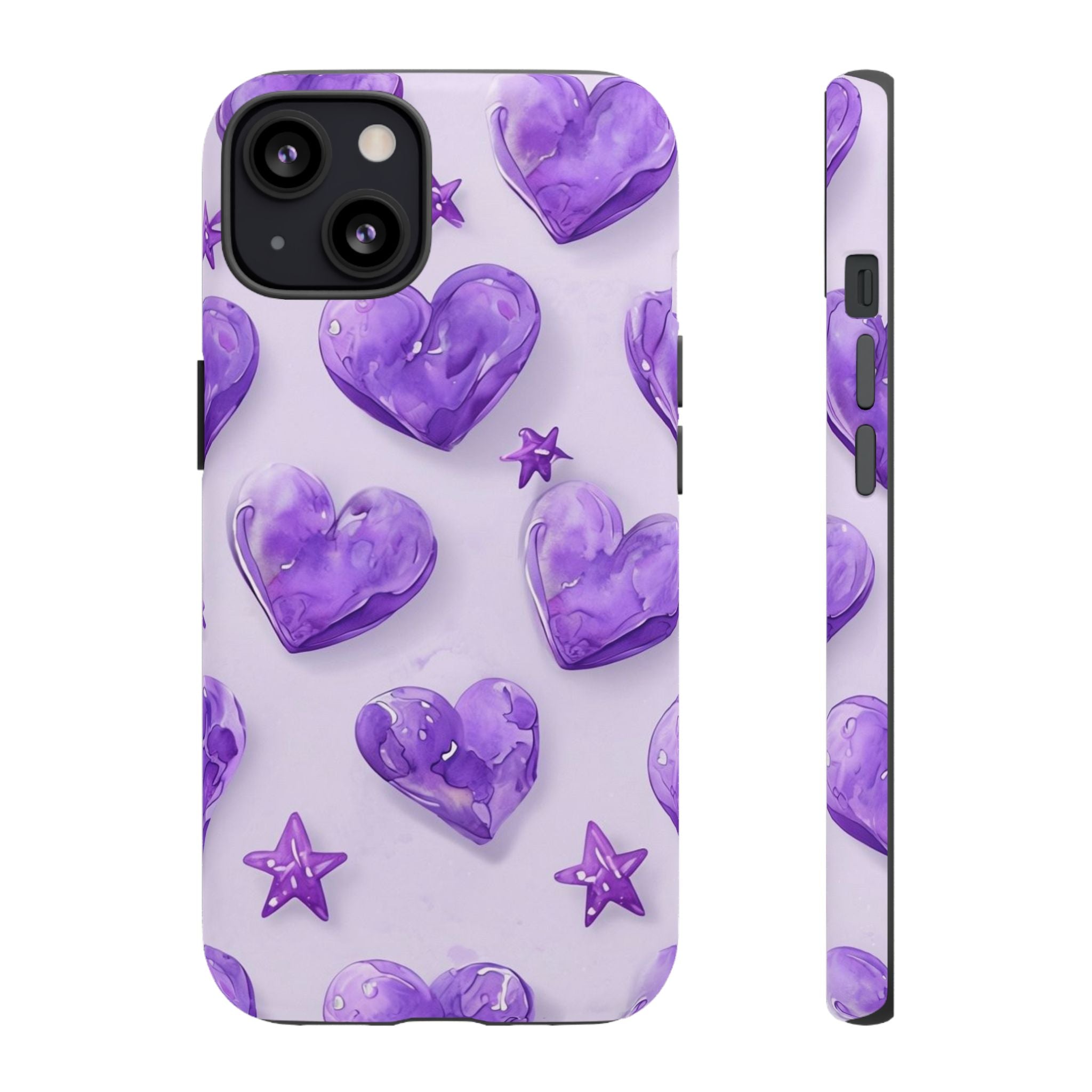 Purple Heart Phone Case, Tough Cases, Cute Tech Accessory, Gifts for Her, Trendy Phone Cover, Valentine's Day Gift, Aesthetic Style