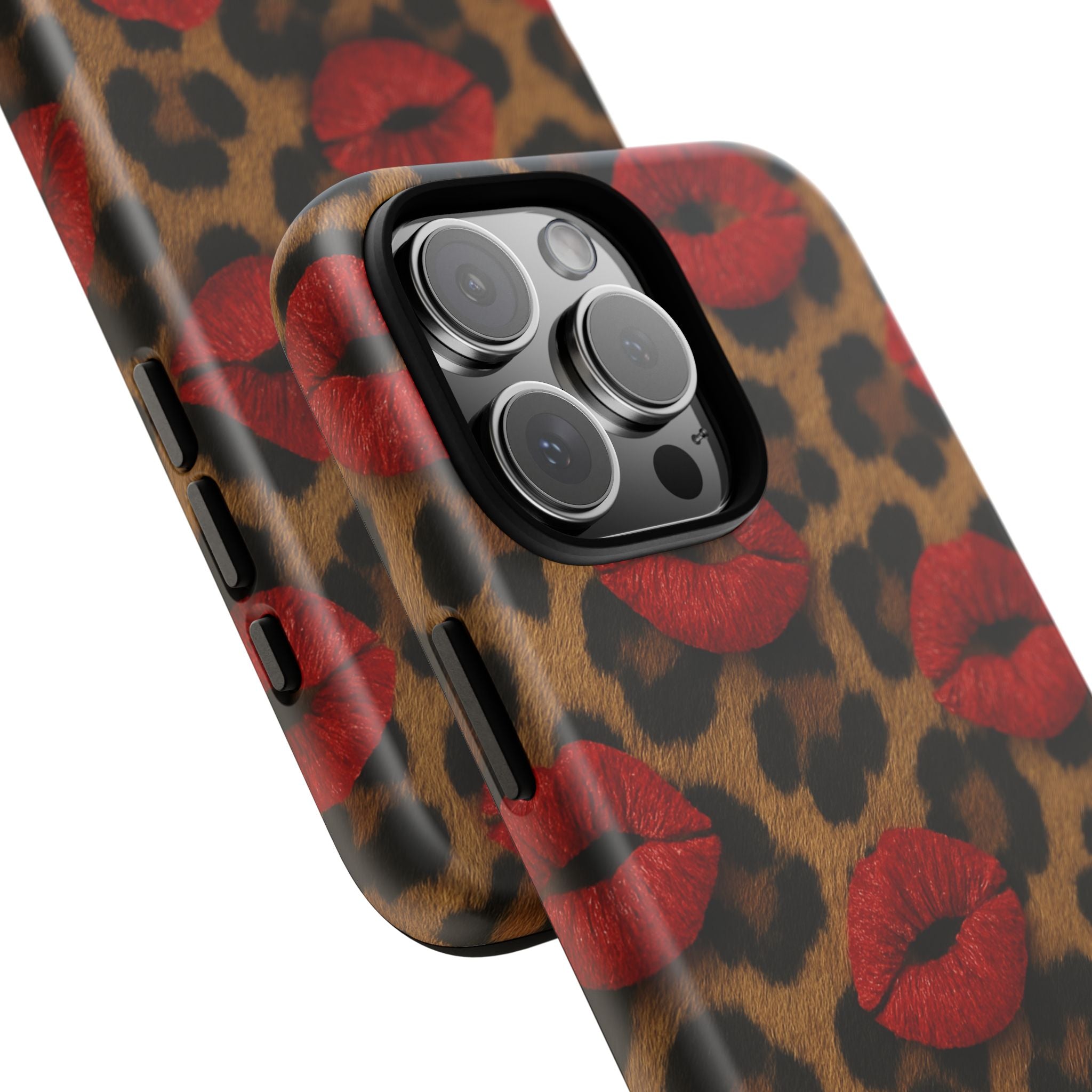 Leopard Kiss Phone Case, Trendy Tough Cases for iPhone, Fashionable Phone Accessory, Stylish Gift for Her, Birthday Present