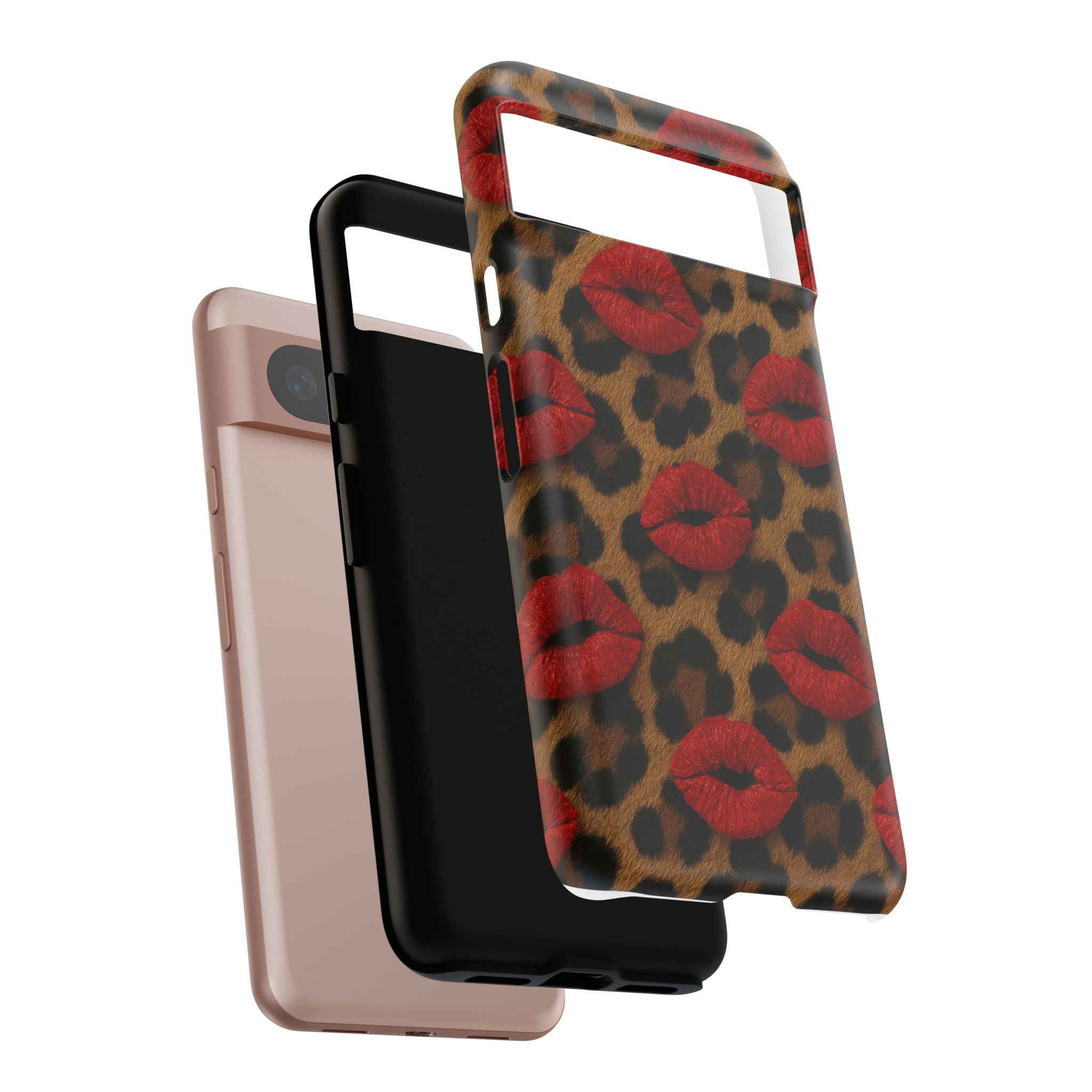 Leopard Kiss Phone Case, Trendy Tough Cases for iPhone, Fashionable Phone Accessory, Stylish Gift for Her, Birthday Present