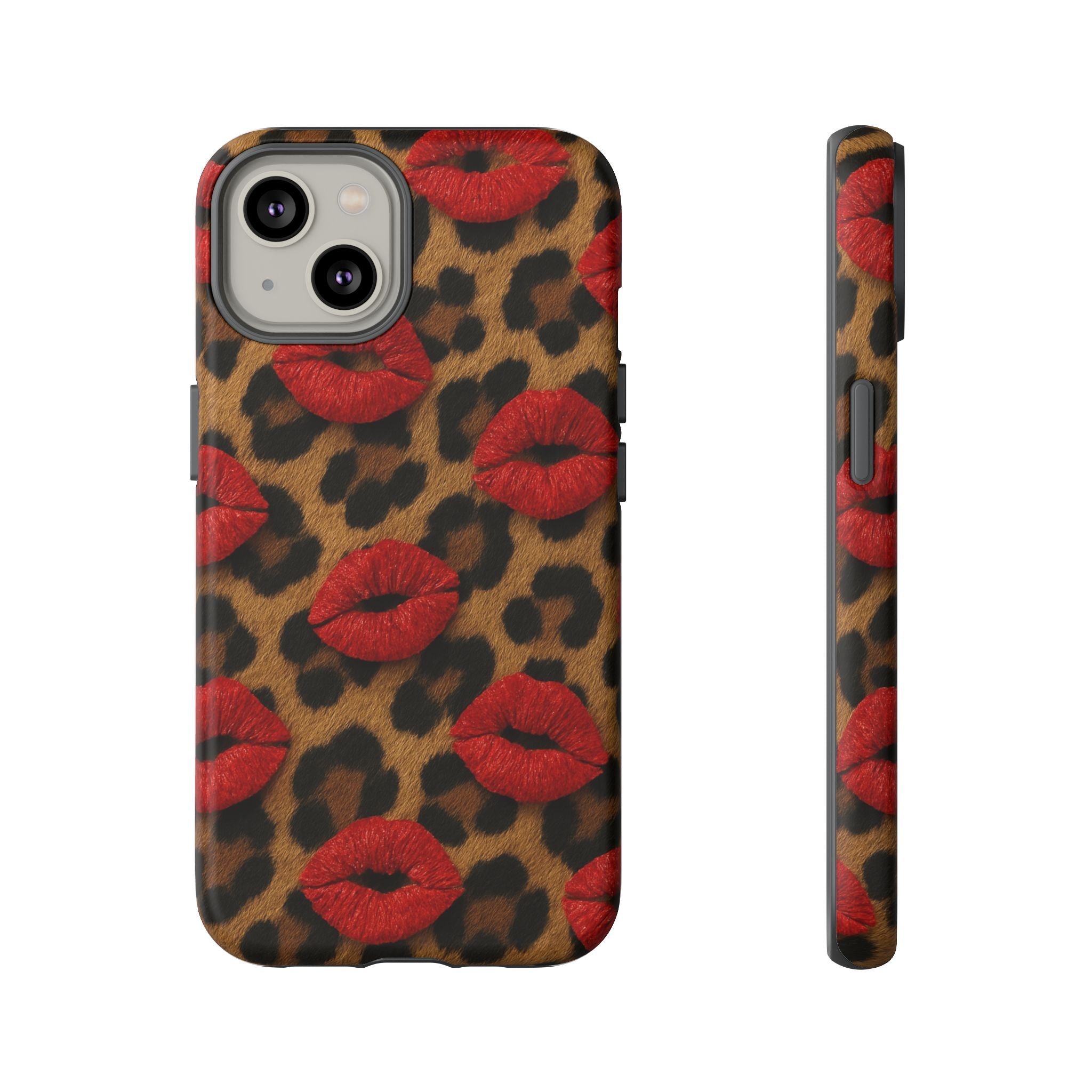 Leopard Kiss Phone Case, Trendy Tough Cases for iPhone, Fashionable Phone Accessory, Stylish Gift for Her, Birthday Present