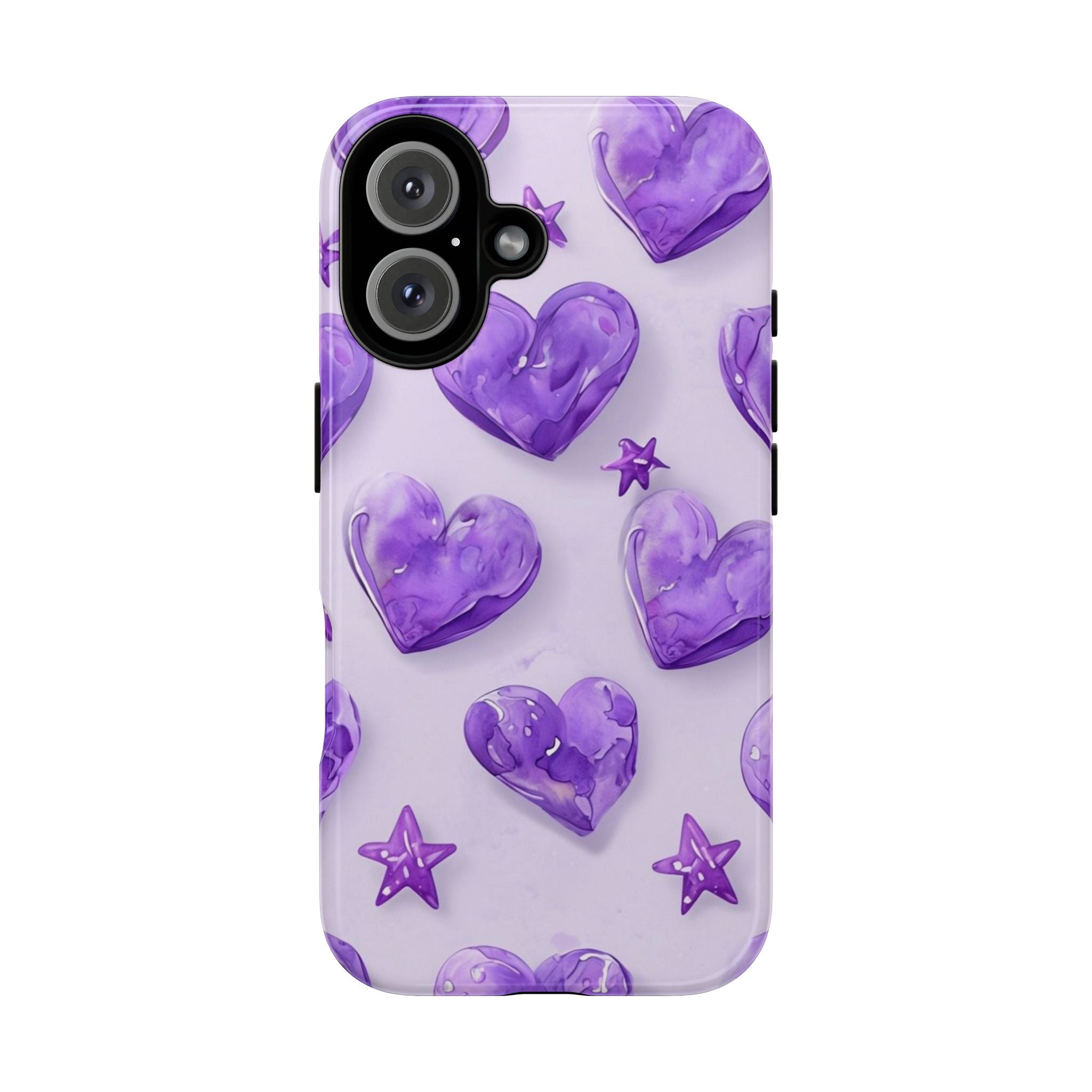 Purple Heart Phone Case, Tough Cases, Cute Tech Accessory, Gifts for Her, Trendy Phone Cover, Valentine's Day Gift, Aesthetic Style