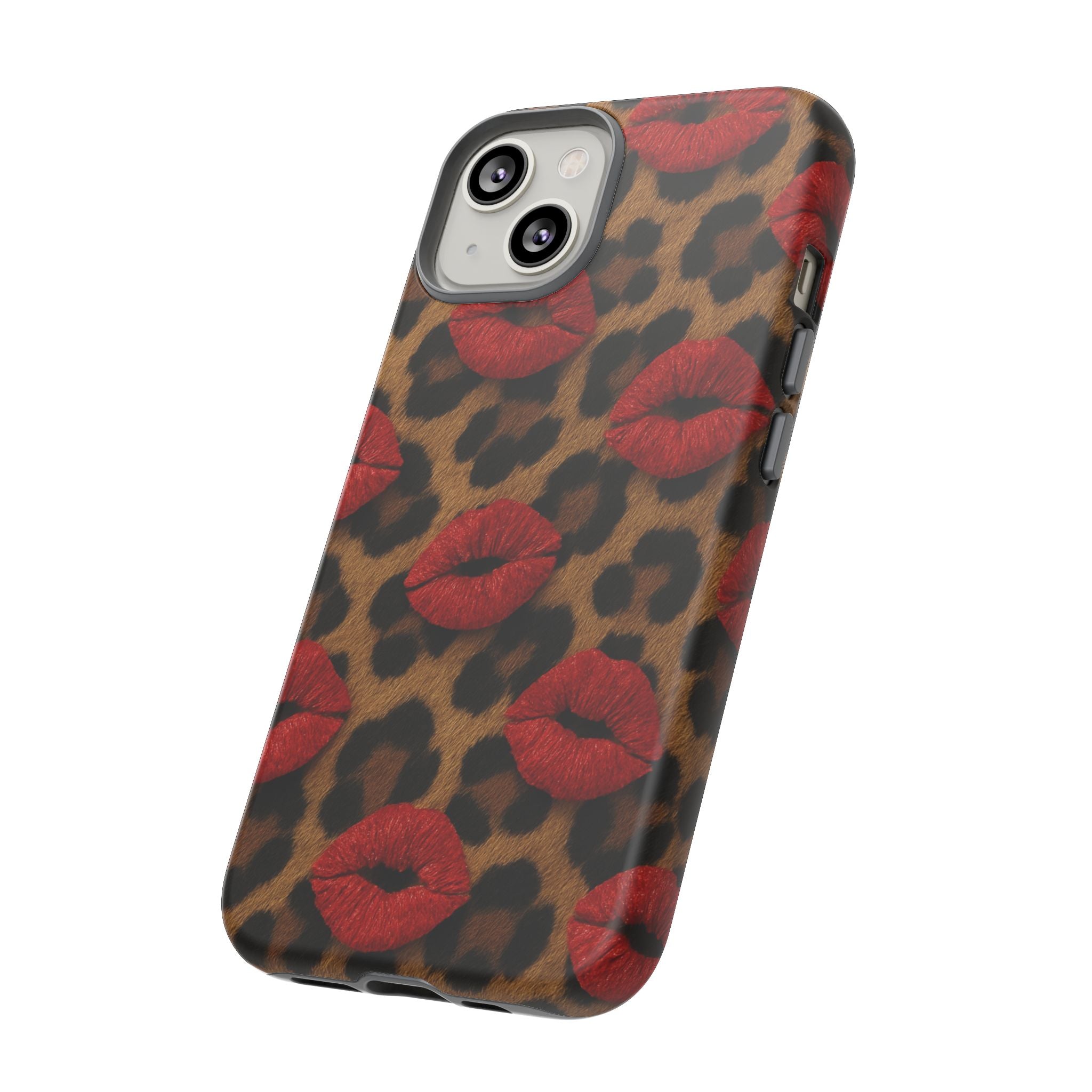Leopard Kiss Phone Case, Trendy Tough Cases for iPhone, Fashionable Phone Accessory, Stylish Gift for Her, Birthday Present