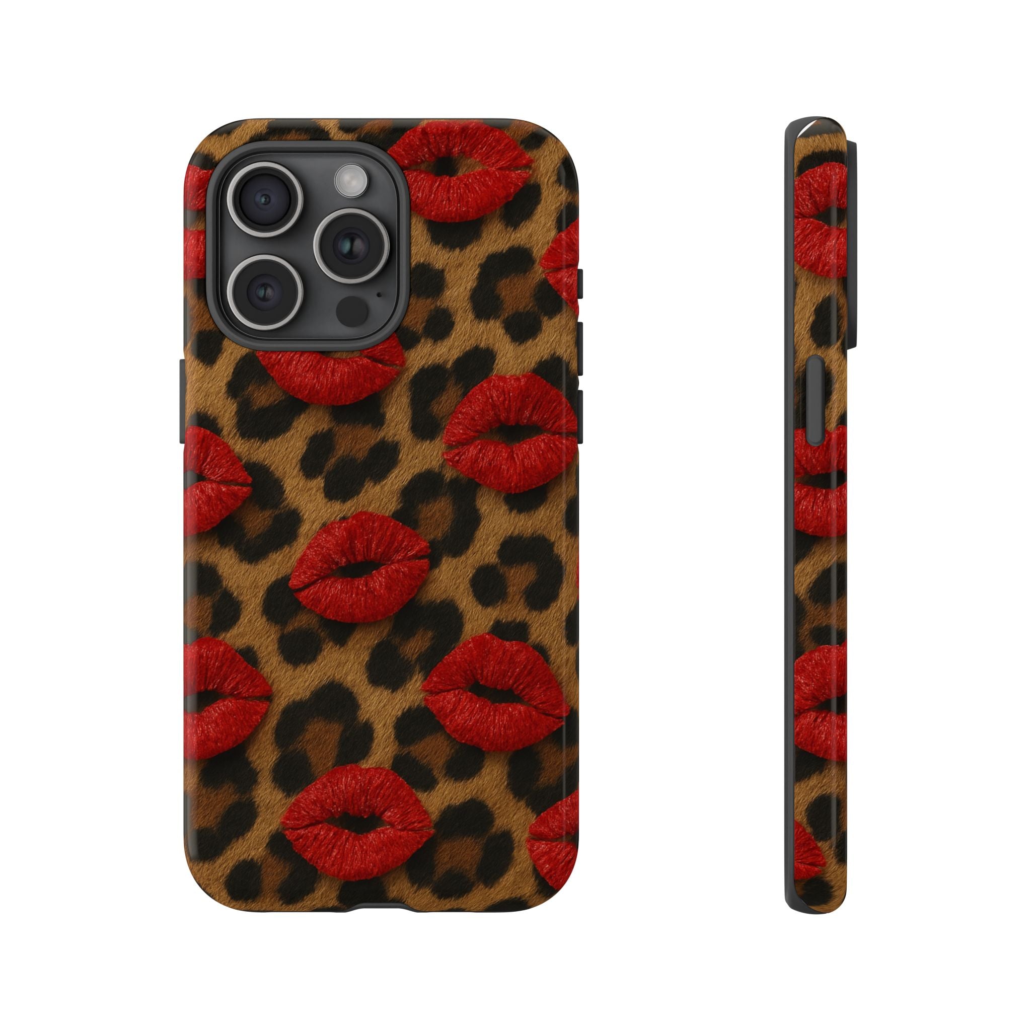 Leopard Kiss Phone Case, Trendy Tough Cases for iPhone, Fashionable Phone Accessory, Stylish Gift for Her, Birthday Present