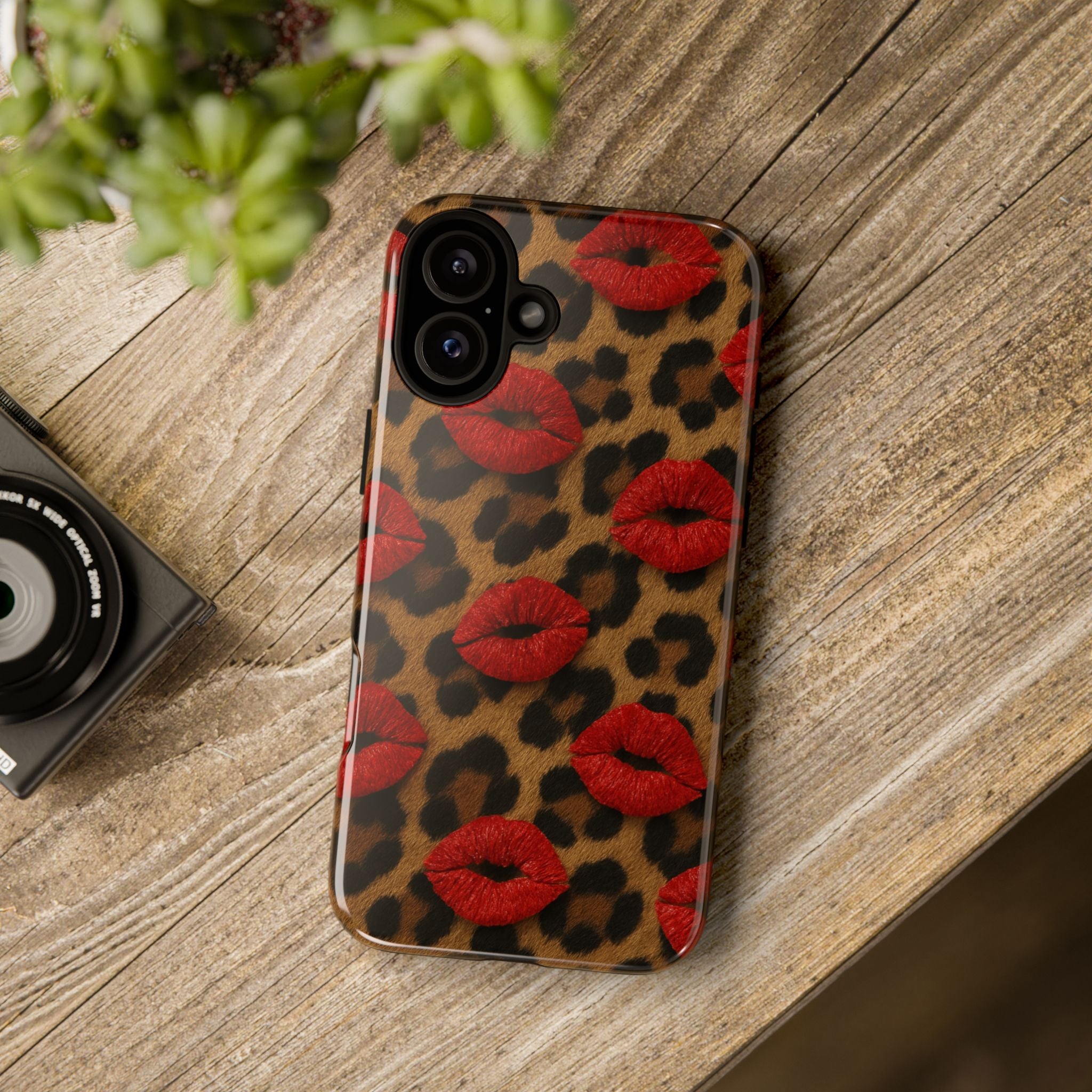 Leopard Kiss Phone Case, Trendy Tough Cases for iPhone, Fashionable Phone Accessory, Stylish Gift for Her, Birthday Present