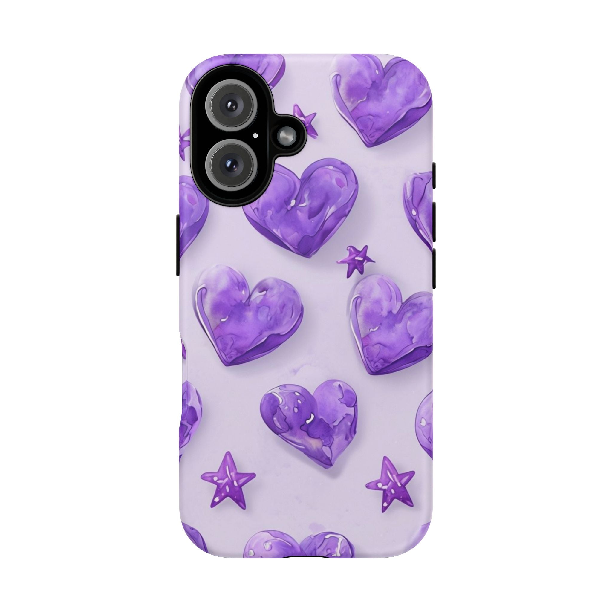 Purple Heart Phone Case, Tough Cases, Cute Tech Accessory, Gifts for Her, Trendy Phone Cover, Valentine's Day Gift, Aesthetic Style